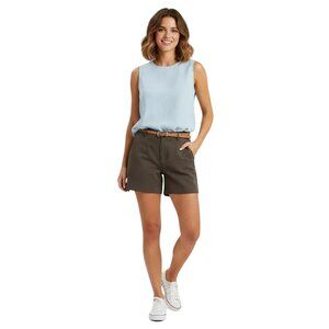 Women's Dark Brown Slant Front Pockets High-Waisted Tailored Shorts Size Medium